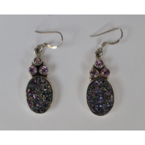 108 - Amethyst set silver earrings 