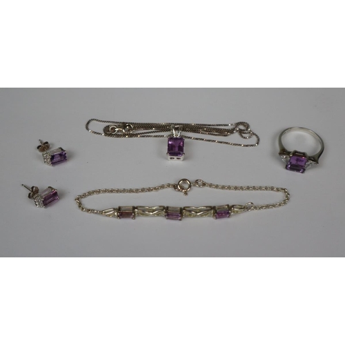 112 - Silver ring, earrings & necklace set