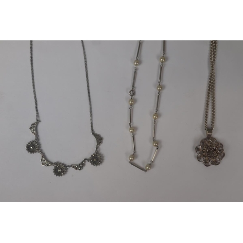 113 - 3 silver necklaces