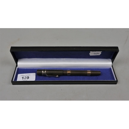 139 - Original Waterman fountain pen with 2 9ct gold bands