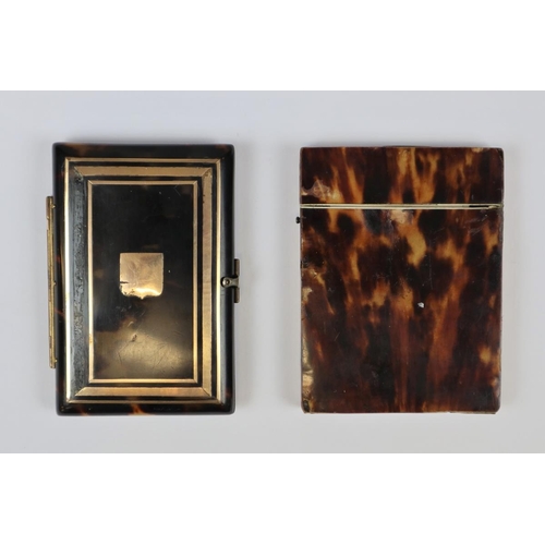 141 - Tortoiseshell card case together with another with gold inlay