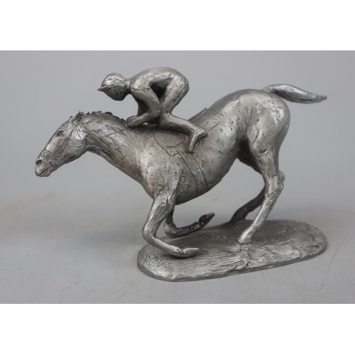 150 - Metal horse and jockey ornament signed Tweed