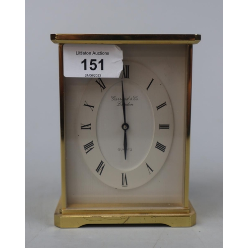 151 - Garrard and Co carriage clock with quartz movement