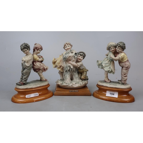 194 - 3 Capodimonte figurines - Approx height of tallest: 20cm