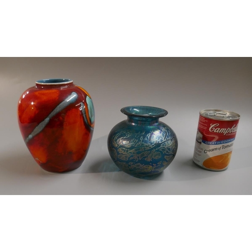 204 - Poole pottery vase together with a Royal Brierly glass vase