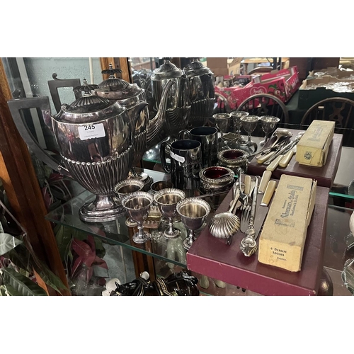 245 - Collection of silver plate to include teapot etc