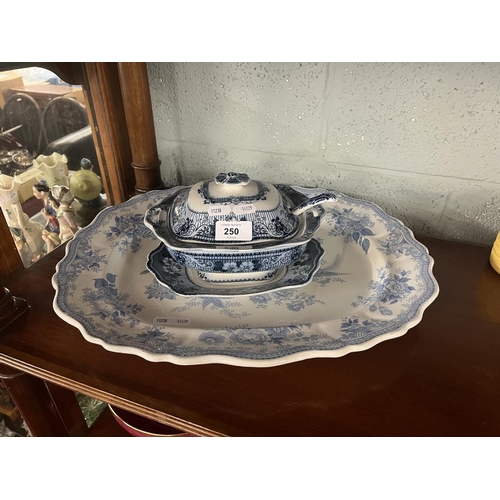 250 - Large platter together with a small tureen, ladle and tray