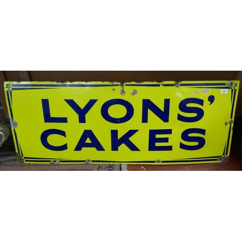 369 - Original enamel sign - Lyons' Cakes - Approx size: 122cm x 46cm