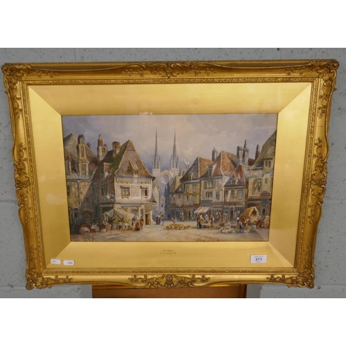 371 - Watercolour Quimper - C J Keats - Image size: 48cm x 30cm