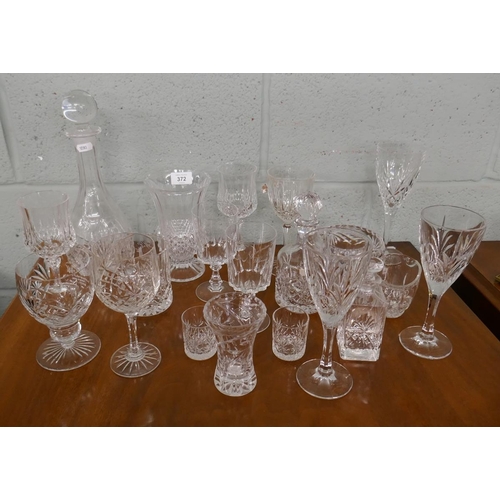 372 - Collection of glass to include decanters