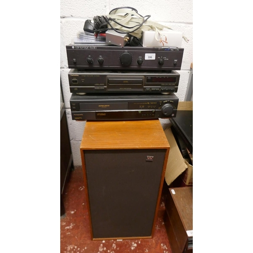 396 - Stereo equipment to include vintage Wharfdale speakers, Cambridge amp and Technics CD player