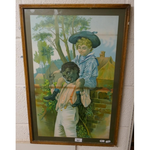 407 - Print of 2 children playing