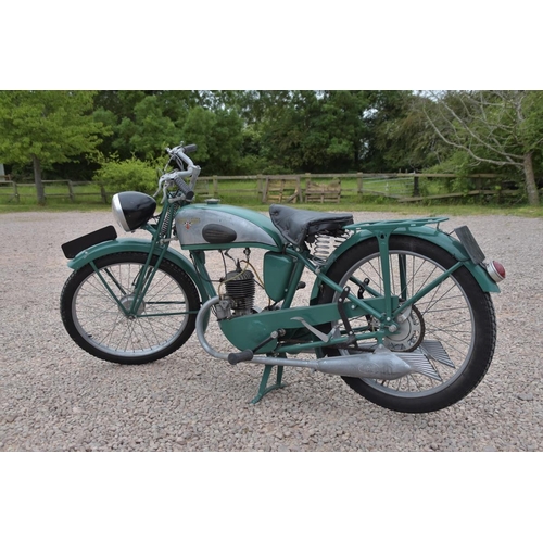 464 - 1932 Motobecane 125cc hardtail vintage motorcycle. Dry stored for 35 years. Runs. No documents.