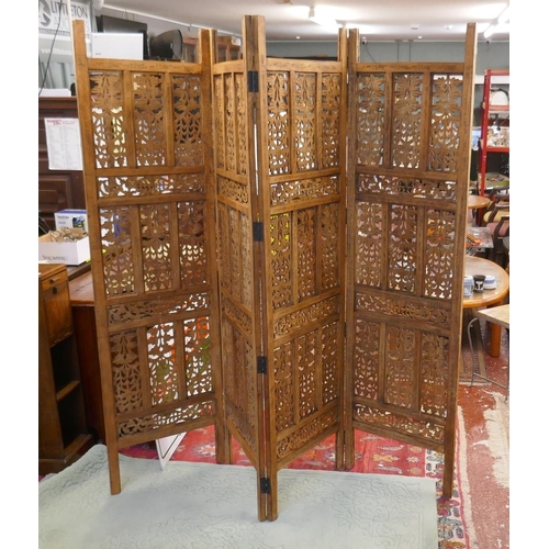 469 - Carved Indonesian 4 fold screen