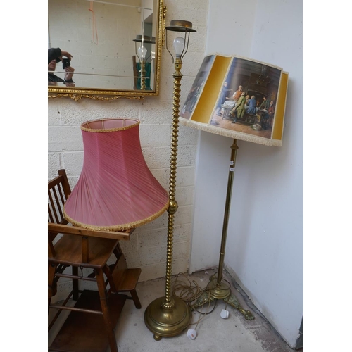 487 - Pair of brass standard lamps