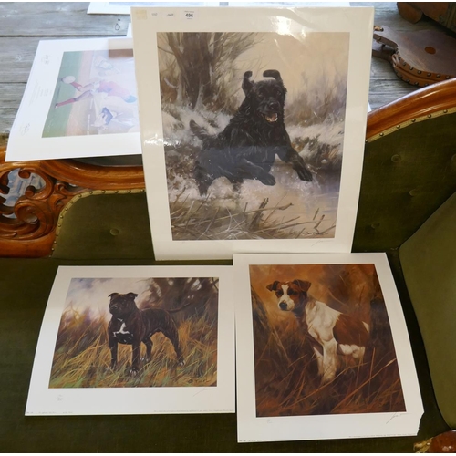 496 - 3 prints by John Trickett - 'Staffordshire Bull Terrier' 'Action Man' and 'The Smoothie' (1 of 2)