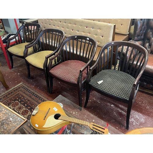 536 - Set of 4 slat-back armchairs