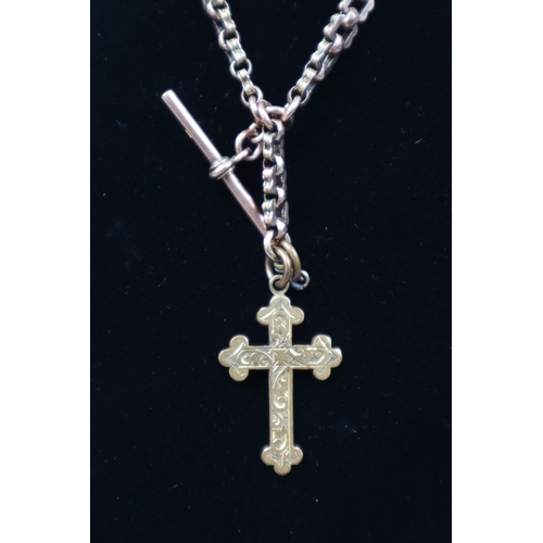 82 - 9ct gold crucifix and chain- approx 21g