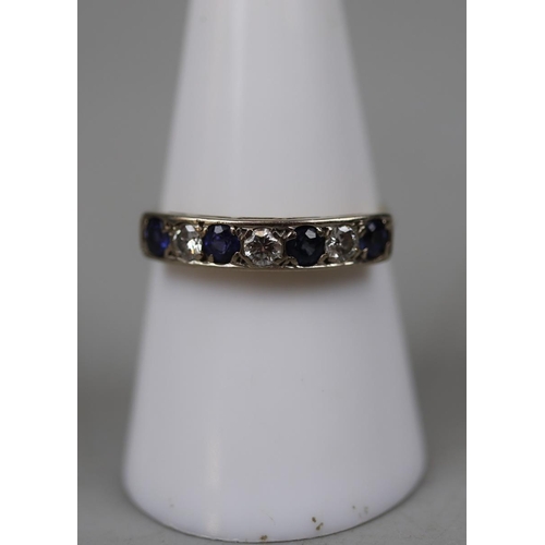 83 - Gold 9ct sapphire and diamond ring - Size P