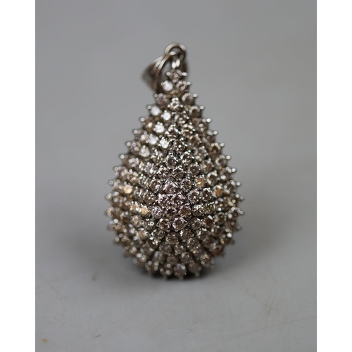 93 - Fine 18ct white gold diamond set pear shaped pendant 