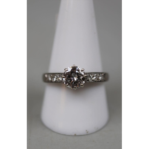 94 - Fine 18ct white gold diamond solitaire ring approx 1 ½ct - Size V