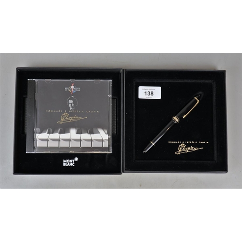 138 - Mont Blanc Meistertuck fountain pen in original Federic Chopin Edition box with CD, Serial number an... 