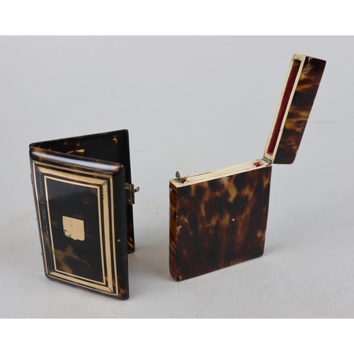 141 - Tortoiseshell card case together with another with gold inlay