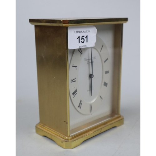 151 - Garrard and Co carriage clock with quartz movement