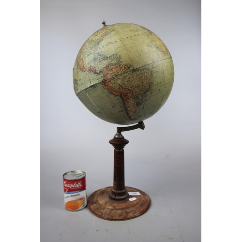 176 - Dietrich Reimers Erdalobus 1913 antique globe - Approx height: 54cm