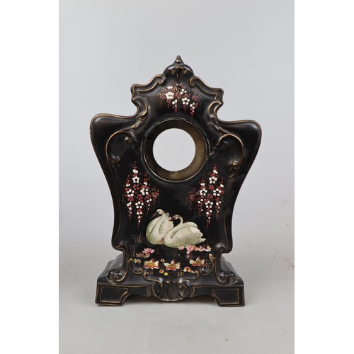 192 - Ceramic clock stand marked Albert together with an egg shaped trinket box