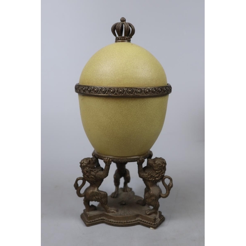 192 - Ceramic clock stand marked Albert together with an egg shaped trinket box