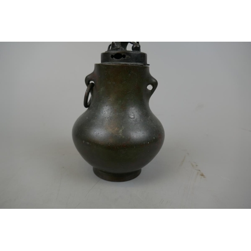 217 - Bronze Chinese baluster vase 18thC - Approx height: 21cm