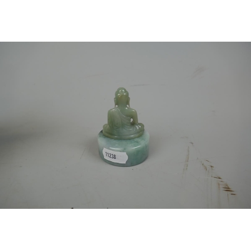 222 - Selection of jade ornaments to include teapot, elephant and Buddha