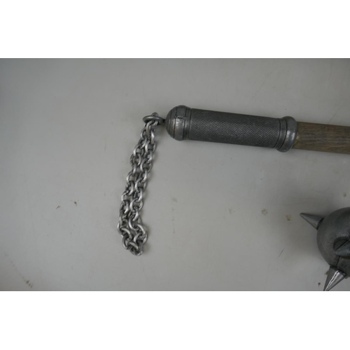 235 - Reproduction ball and chain mace together with a reproduction fighting axe