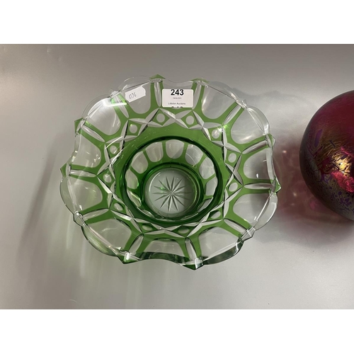 243 - Royal Brierley art glass vase together with a green cut glass bowl