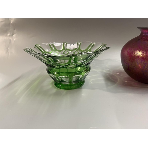 243 - Royal Brierley art glass vase together with a green cut glass bowl