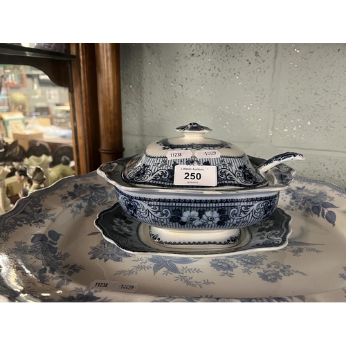 250 - Large platter together with a small tureen, ladle and tray