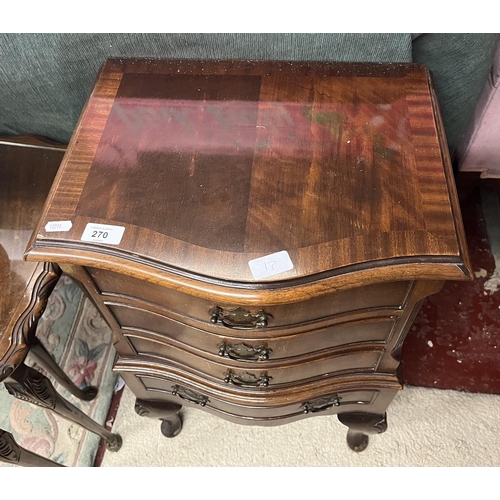 270 - Small mahogany chest containing cutlery 