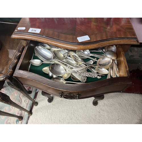 270 - Small mahogany chest containing cutlery 