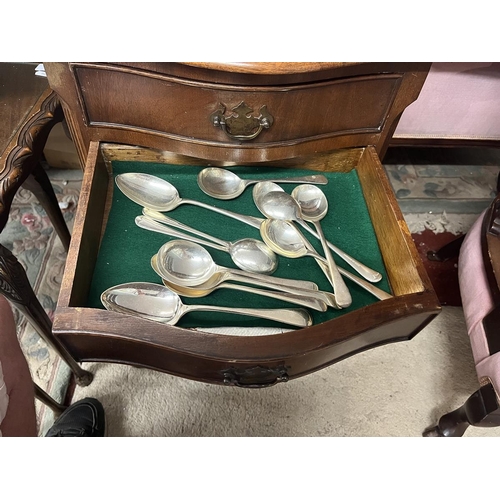 270 - Small mahogany chest containing cutlery 