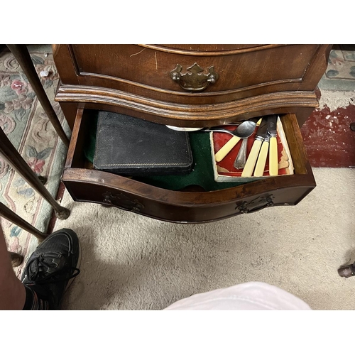 270 - Small mahogany chest containing cutlery 