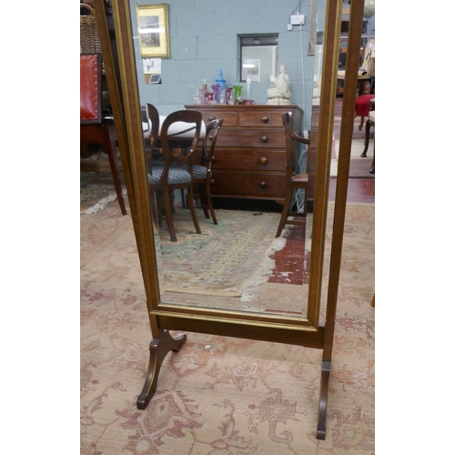 361 - Bevelled glass cheval mirror