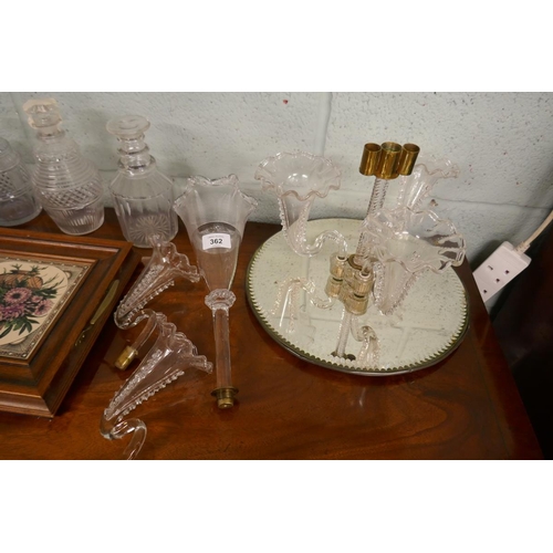 362 - Collectables to include decanters & cut glass centrepiece