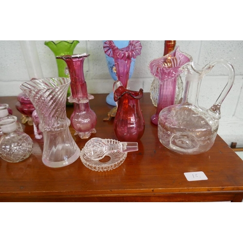 367 - Collection of decorative glass to include cranberry 