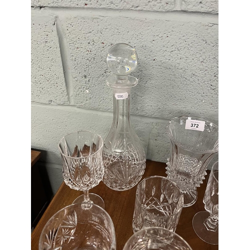 372 - Collection of glass to include decanters