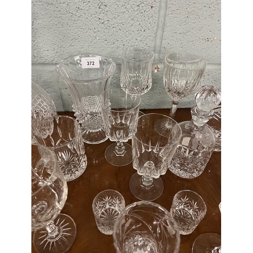 372 - Collection of glass to include decanters