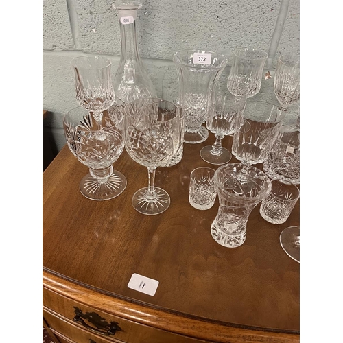 372 - Collection of glass to include decanters