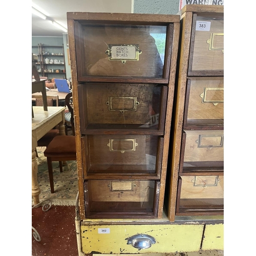 383 - 2 vintage watch makers cabinets