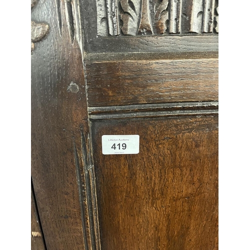 419 - Carved oak wardrobe - Approx size W: 140cm D: 62cm H: 183cm