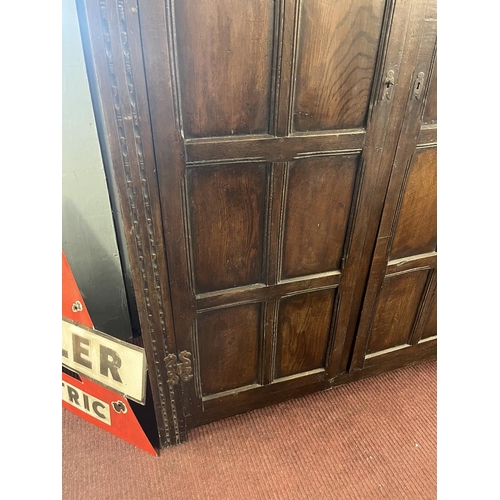 419 - Carved oak wardrobe - Approx size W: 140cm D: 62cm H: 183cm